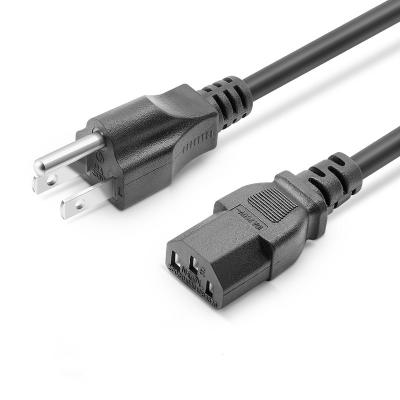 China Computer and Laptop NEMA 5-15P to AC Mains Standard C13/C14 Cord 18AWG 3 Conductor Black SVT 10 Amp / 125 Volt 6 Feet for sale