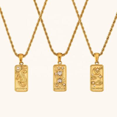 China Waterproof Wholesale Gold Plated Necklaces Jewelry For Women Tarot Card Necklace Stainless Steel Jewelry for sale