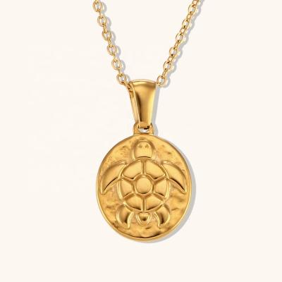 China FASHIONABLE High Quality Waterproof Turtle Pendant Necklace 18K Gold Plated Stainless Steel Necklaces For Women for sale