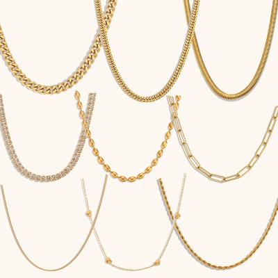 China Ding Ran New Fashion Jewelry Necklaces Set Waterproof Gold Plated Stainless Steel Tarnish Free Necklaces for sale