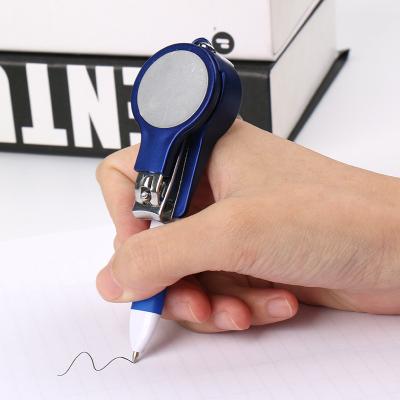 China Promotional Pen Creative Nail Cutters Nail Scissors Shaped Fold Multi-Function Ball Pen With Key Ring Keychain Logo for sale