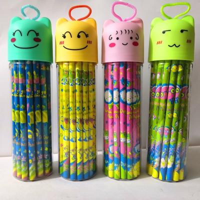 China office & School Pencil Wholesale Back To School Cheap Price Gift Custom Wooden Pencil 7 Inch Hex Round Triangle Lead Bucket Pencil With Eraser for sale