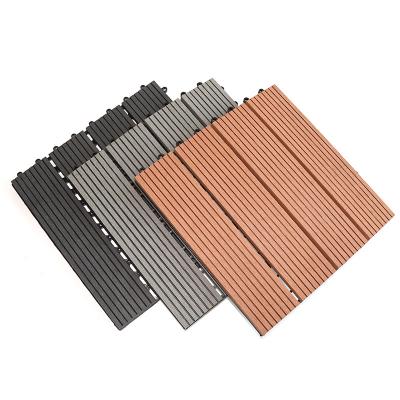 China Low Maintenance Water Resistant UV Resistant Waterproof Proof 30x30 cm DIY Interlocking Commercial and Resisdential Wholesale WPC Wood Deck Instant Plastic Tile Click Compound for sale