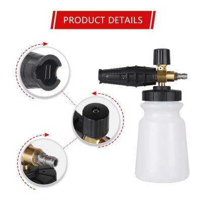 China Big Mouth Bottle Car Wash Tool 1L Bottle Snow Foam Soap Spray Gun Cordless High Pressure Gasket Foam Gun for sale