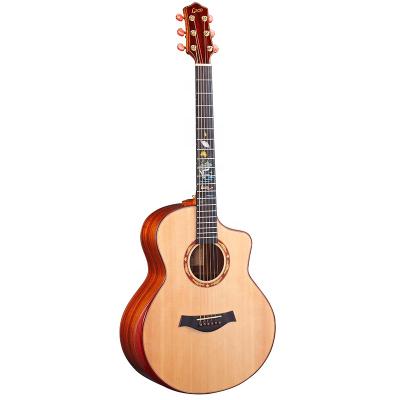 China AAAA Stika Fir Solid Top China Customized Santos Cutaway Acoustic Guitar LA-580 All 41 Inch Acoustic Guitar Solid Handmade Folk Guitar Battleship for sale