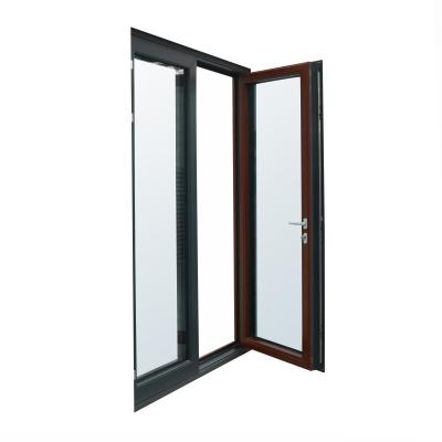 China Heat Insulation Custom Design Aluminum Wood Casement Insulated Glass Door Passive External External Door Opening Environmental Protection Doors for sale