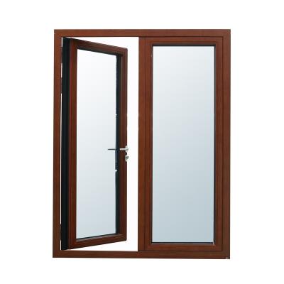 China Heat Insulation Corrosion Resistance Aluminum Wood Hinged Casement Glass Outer Flat Opening Door With Imported Special Hardware Accessories for sale