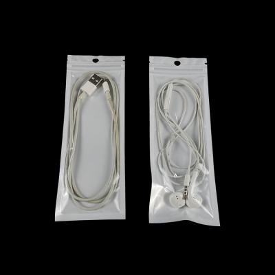 China High Quality Custom Clear White Zipper Moisture Proof Recycled Package Pocket Earphone Retail Plastic Bag for sale