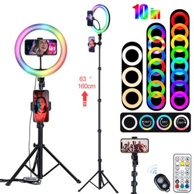 China PORTABLE manufacturers wholesales selfie to ring light RGB phone camera tripod stand with RGB ring light for sale