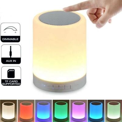 China Wireless Custom Logo Led Touch Lamp Portable Table PC Table Speaker Audio Desk Lamp Speaker Moon Light With Speaker For Christmas Holiday for sale