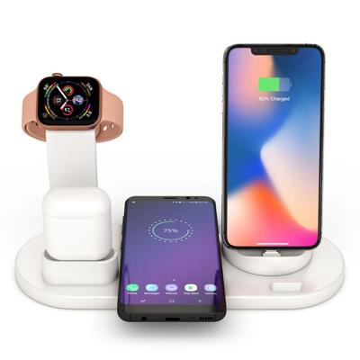 China Radio Charging 4 in 1 Smart Portable Fast Wireless Charging Dock Watch Stand Phone Qi Wireless Charger Stand Pad for iPhone for sale