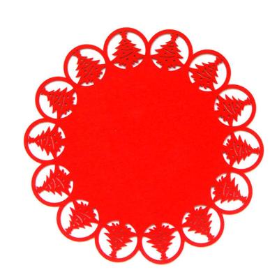 China Sustainable Laser Cut Circle Christmas Decoration Tree Design Dining Table Felt Place Mats for sale