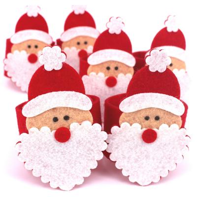 China 12pcs Set Viable Christmas Santa Claus Reindeer Napkin Rings Christmas Tableware Napkin Holder Red Felt for sale