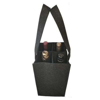 China Recyclable Bag Tote Reusable Grocery Bags 4 Bottle Carrier Beer Felt Bottle Bag with Separate Divider for Travel, Camping and Picnic for sale