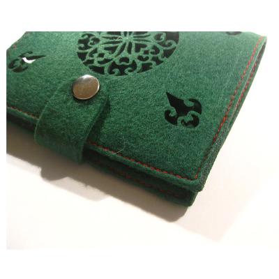 China Fashion Wallet Cover Case RFID Blocking Travel Wallet Flower Die Cut Logo Print Felt Passport Cover Holder for sale