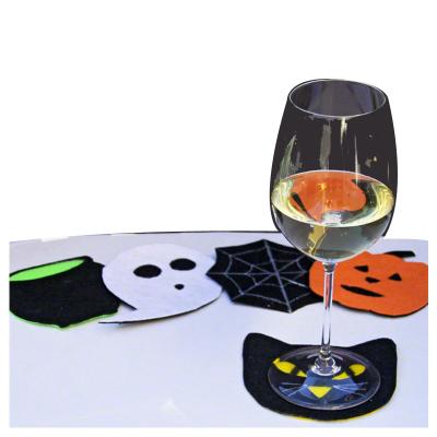 China 5 Viable Style 5pcs Set Halloween Style Made Of Environmental Non Woven Fabrics Felt Cup Coasters for sale