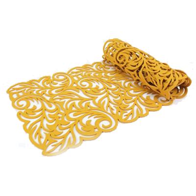 China Other Yellow Color And Rectangle Flower Style Felt Table Runner Table Mats For Kitchen Home Decoration for sale