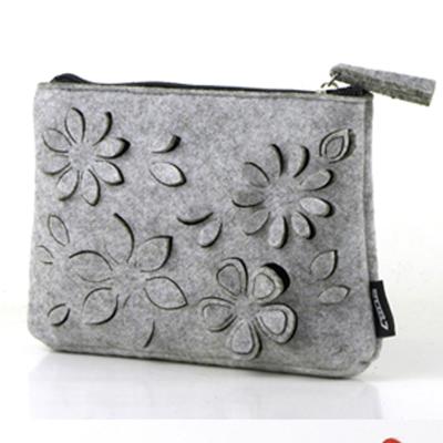 China Fashion Butterfly Laser Cut Fashion Felt Lady Cosmetic Bags Makeup Bag for sale