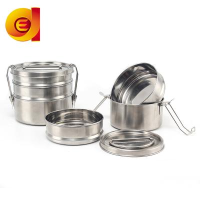 China Stainless Steel Sustainable Lunch Box, Multilayer Compartment, Round Lunch Box for sale