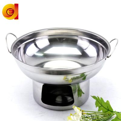 China Sustainable Advanced 410 Stainless Steel Alcohol Stove Hot Pot With Double Ear for sale