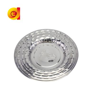 China 410 Stainless Steel Sustainable Fruit Dishes / Plates / Trays With Orange Patterns 20cm-28cm for sale