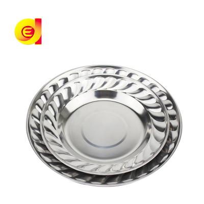 China Sustainable low price ss410 thai roundstainless steel food tray serving tray for sale