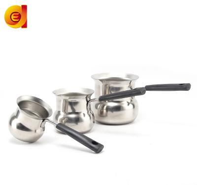 China Small Viable Simple Handle Milk Pot Chocolate Milk Coffee Stainless Steel Crucible for sale