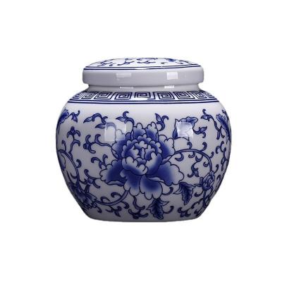 China Blue And White Porcelain Freshness Preservation Goods Storage Sealed Tank Multifunctional Ceramic Food Storage Tank for sale