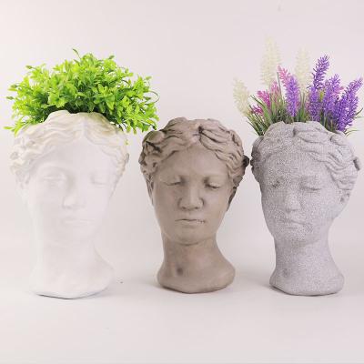 China Hot Sale Design Fashion Human Face Light Weight Ceramic Plants Pots / Solid Head Pot Planter For Flower for sale