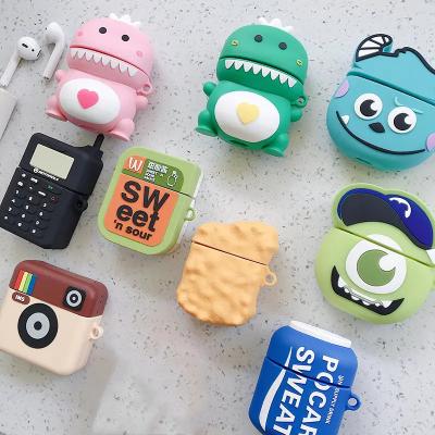 China Anti-wrinkle Cartoon Design Rubber Silicone Protective Earphone Case for Airpods Pro Wireless Headphone Case For Airpods 3 Case Keychain for sale