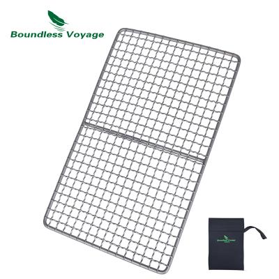 China Lightweight Titanium Unlimited BBQ Grill Tableware Camping Grill Durable Charcoal Travel Net Dish for sale