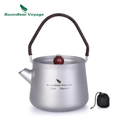 China Lightweight Unlimited Travel Camping Picnic Outdoor Cookware Quick Heating Water Coffee Tea Titanium Easy Heating Kettle With Filter for sale