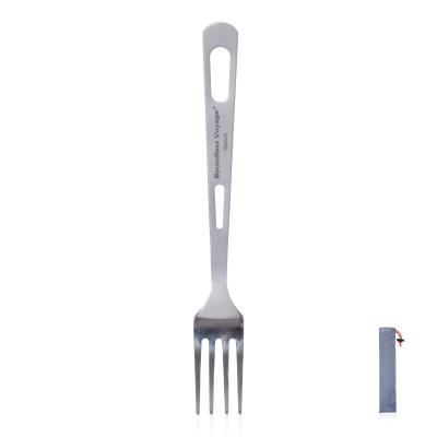 China Outdoor Portable Reusable Camping Stored Unlimited Travel Metal Fork Hiking Lightweight Titanium Cutlery Fork for sale