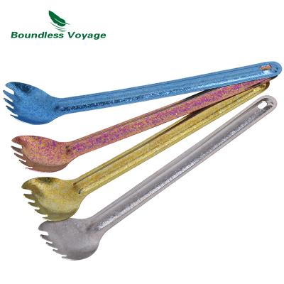 China Unlimited Travel Stocked Customized Logo Portable Titanium Spoon High Temperature Process Colorful Titanium Spork for sale