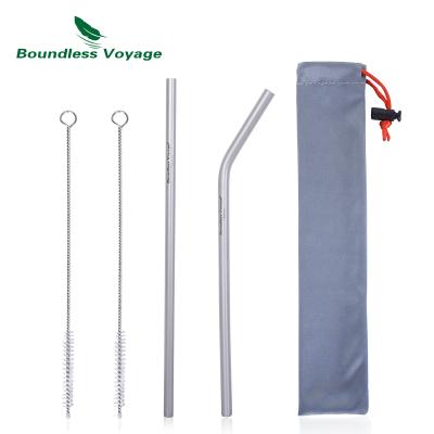 China Wholesale Titanium Straw Bend Straight Metal Straw Travel Unlimited Titanium Material Viable Drinking Straws New for sale