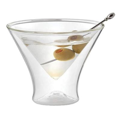 China Hot Sale Modern Customize Unique Borosilicate Double Wall Cocktail Martini Glass Cup Cocktail Glass Cup for sale