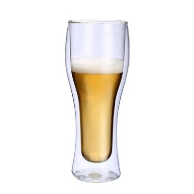 China Wholesale Clear Glass Handmade Glass Mug Borosilicate Double Wall Beer Beer Modern Fashion Drinking Beer for sale