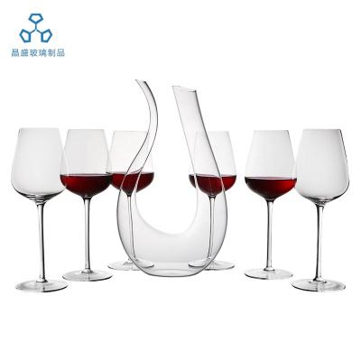 China Viable Hand Buffed Goblets Clear Wine Tasting Red Wine Glass Wedding Set With Decanter for sale