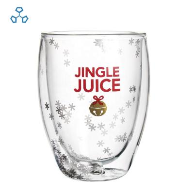 China Viable High Quality Double Wall Coffee Novelty Mug Glass Cup Tumbler For Christmas Party for sale