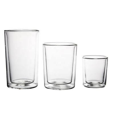 China Sustainable Double Wall Borosilicate Sublimation Handmade Wine Tumbler Clear Glass Cup for sale