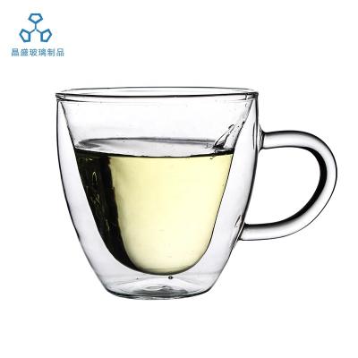 China Borosilicate Glass Borosilicate Glass Borosilicate Glass Double Wall Cup Double Wall Sustainable Insulated Coffee Mug With Handle for sale