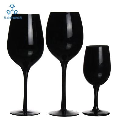 China Modern factory wholesale handmade black colored wine glasses with customer design for sale