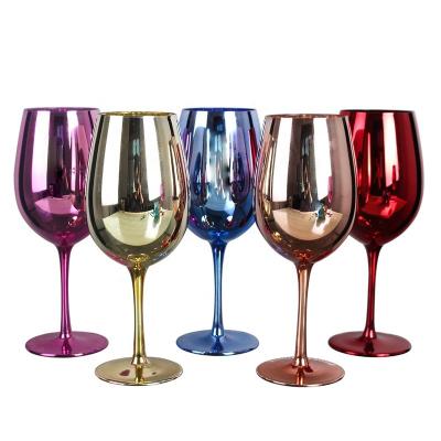 China Handmade Wedding Rose Gold Electroplated Mirror Wine Goblets Silver Glass for sale