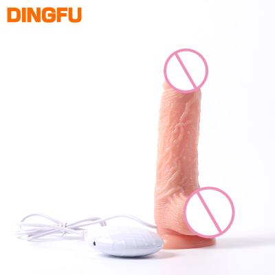 China Simulation Realistic Penis Realistic Penis Dildo Vibrator Remote Control Vibrating Cable and Wireless Heating Oscillating Vibrator for Female Sex Toys for sale