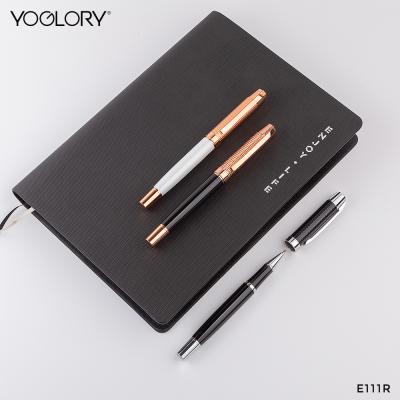 China Promotional Pen Rose Gold Plated Shimmering Trims On A Shiny Polished Barrel With Engraved Patterns Trackball Pen With Customized Logo for sale