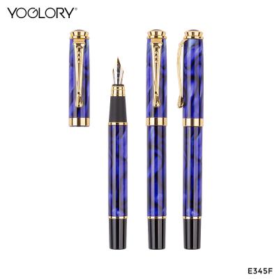 China Student Handmade Blue Acrylic Gold Balances Fancy Fountain Pen Medium Nib Cartridges and Converter Refill Customize Logo or Color for sale