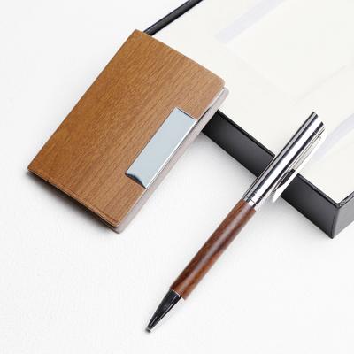 China office & School Pen Luxury Wooden Pen with Wooden Card Holder for Business Gift Set for sale