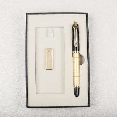 China Presentation Gift Set New Item Promotion 2021 Gold Heavy Metal Pen And Custom USB Gift Set For Corporate Gift for sale