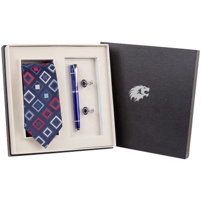 China Can match different style tie in 100 sets high end custom gift set tie and cufflinks and pen with gift box business and promotional gifts for sale