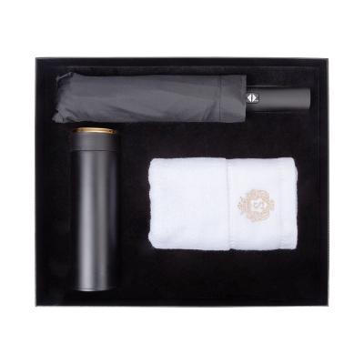 China Agriculture gift set for business or promotion vacuum cup SS304# with automatic open close temperature umbrella cotton towel with custom logo for sale